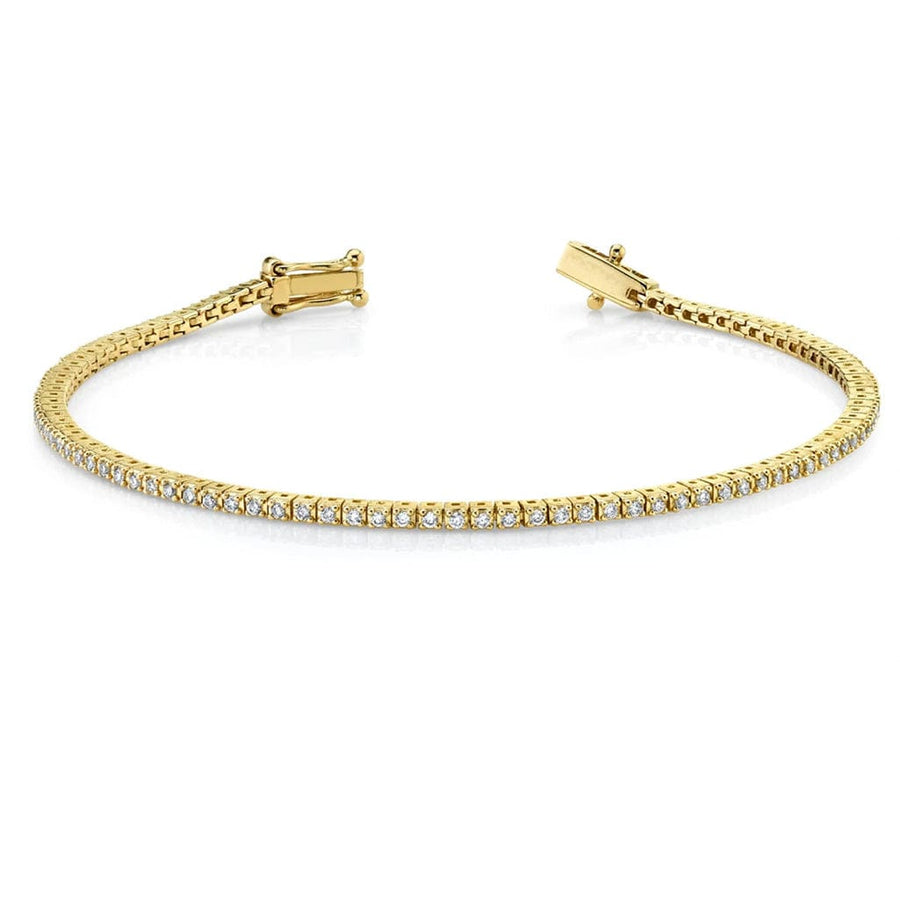 Bracelets 6" / Yellow Gold Small 14K Gold and Diamond Tennis Bracelet