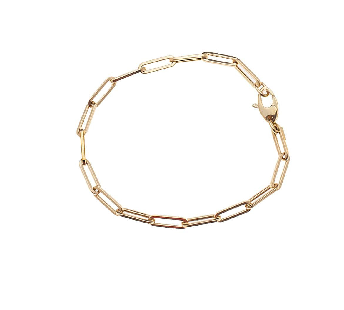 Bracelets 6" / Yellow Gold Small 14K Gold Paper Clip Link Bracelet, no clasp