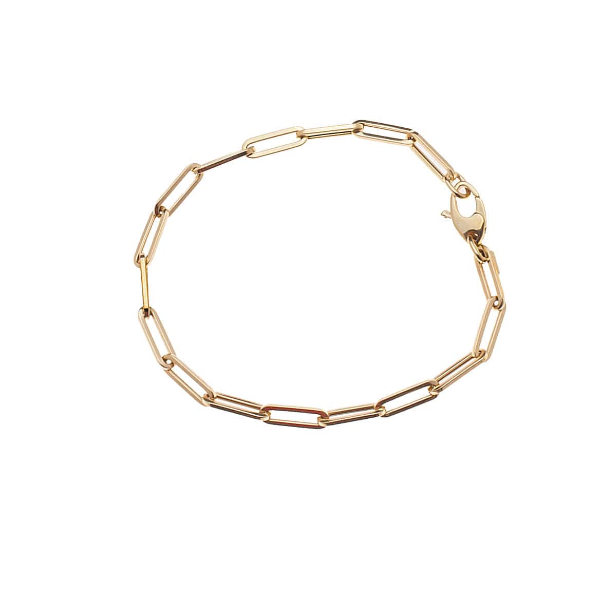 Bracelets 6" / Yellow Gold Small 14K Gold Paper Clip Link Bracelet, no clasp