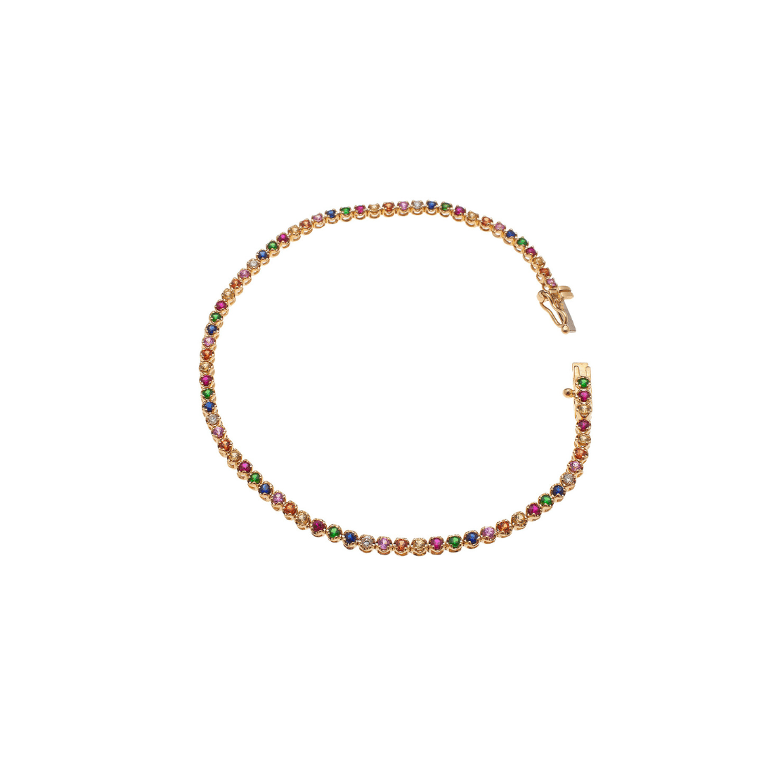 Bracelets 6" / Yellow Gold Small 14K Gold Rainbow Tennis Bracelet