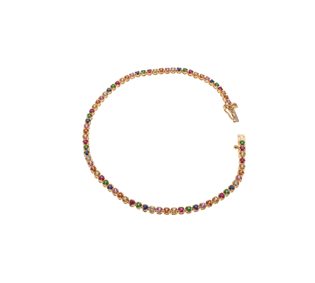 Bracelets 6" / Yellow Gold Small 14K Gold Rainbow Tennis Bracelet
