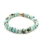 Bracelets 7" 14K Gold Beach Blue Beads And Diamond Roundel Charm