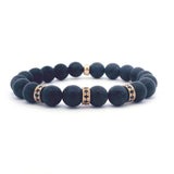 Bracelets 7" 14K Gold Navy Blue Beads And Blue Sapphire Three Roundel Charm