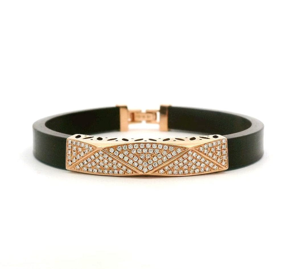 Bracelets 7.5" / Yellow Gold / 14K 14K gold Rubber Element Pave Diamond Bracelet