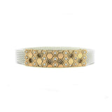 Bracelets 7.5" / Yellow Gold / Brown Stretch 14K Gold Honeycomb Stretch Material Diamond Bracelet
