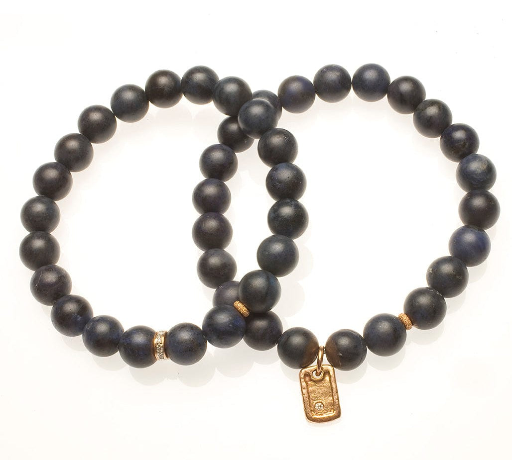 Bracelets 7" Black Onyx Beads with 14K Gold and Diamonds