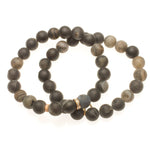 Bracelets 7" Iridescent Black Beads with 14K Gold, Diamonds and our Signature Dog Tag Charm