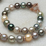 Bracelets 7" Tahitian Pearl Bracelet with Diamonds