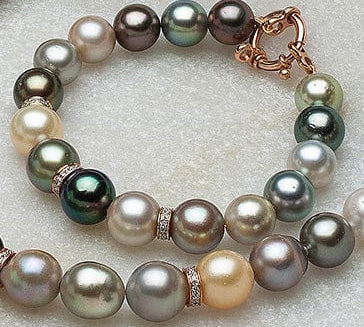 Bracelets 7" Tahitian Pearl Bracelet with Diamonds