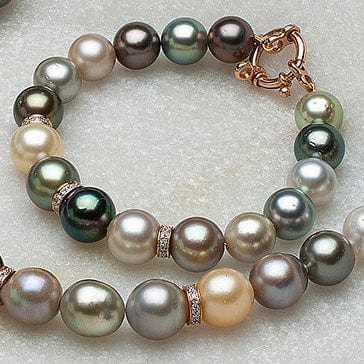 Bracelets 7" Tahitian Pearl Bracelet with Diamonds