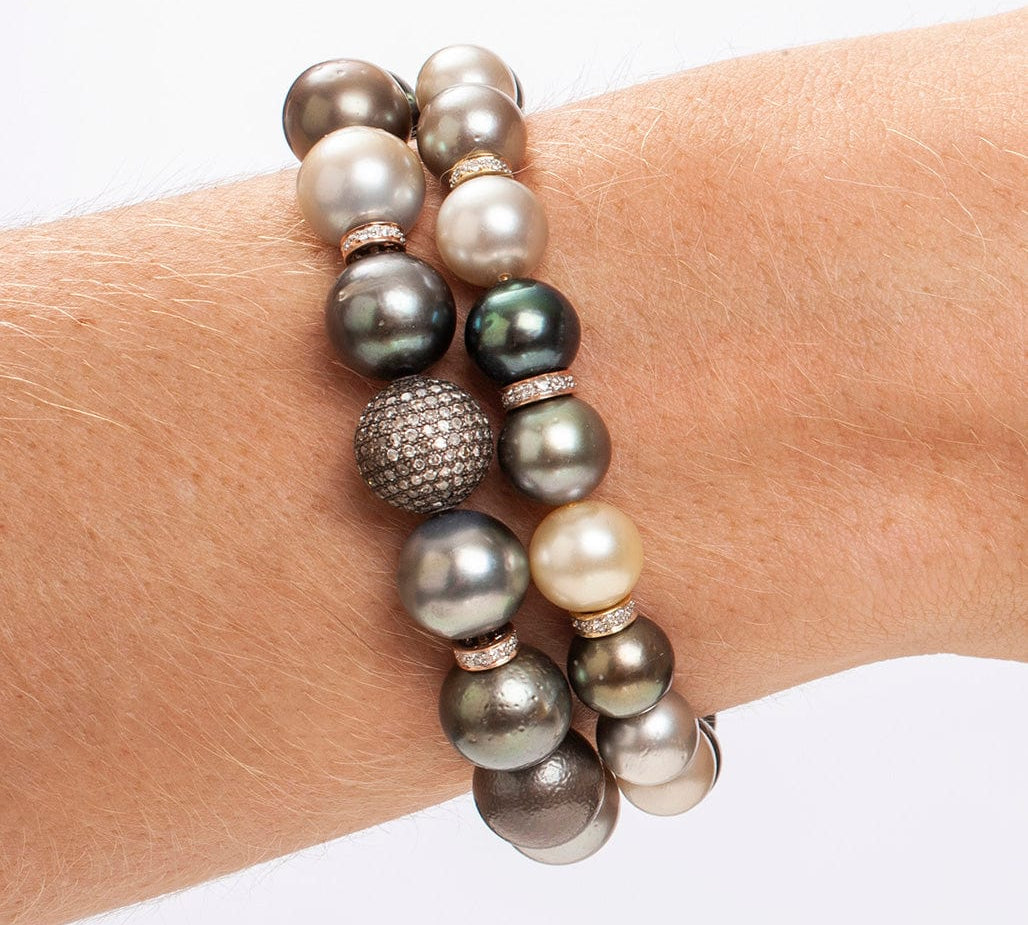 Bracelets 7" Tahitian Pearl Bracelet with Diamonds