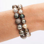 Bracelets 7" Tahitian Pearl Bracelet with One Micro-Pave Ball