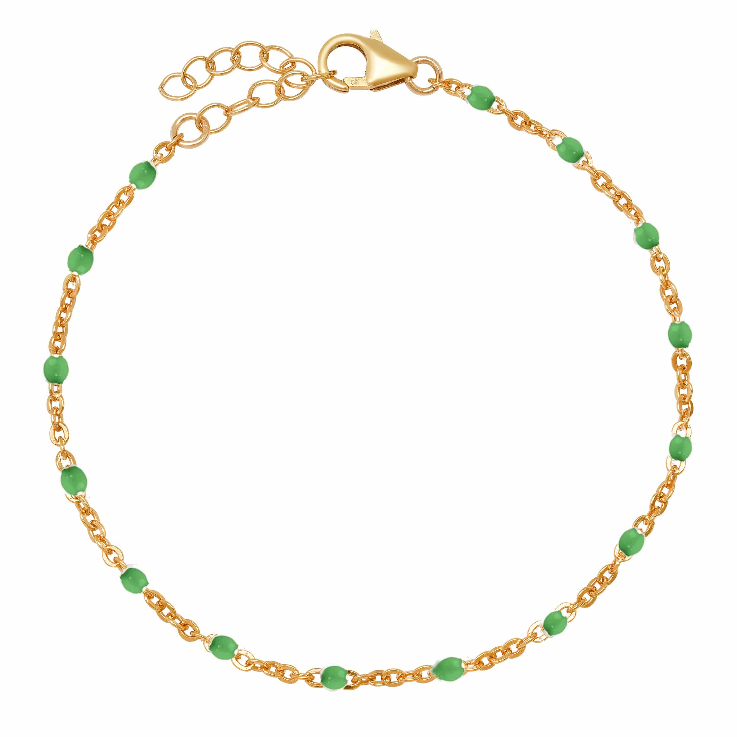 Bracelets Green Green Enamel Beaded Bracelet