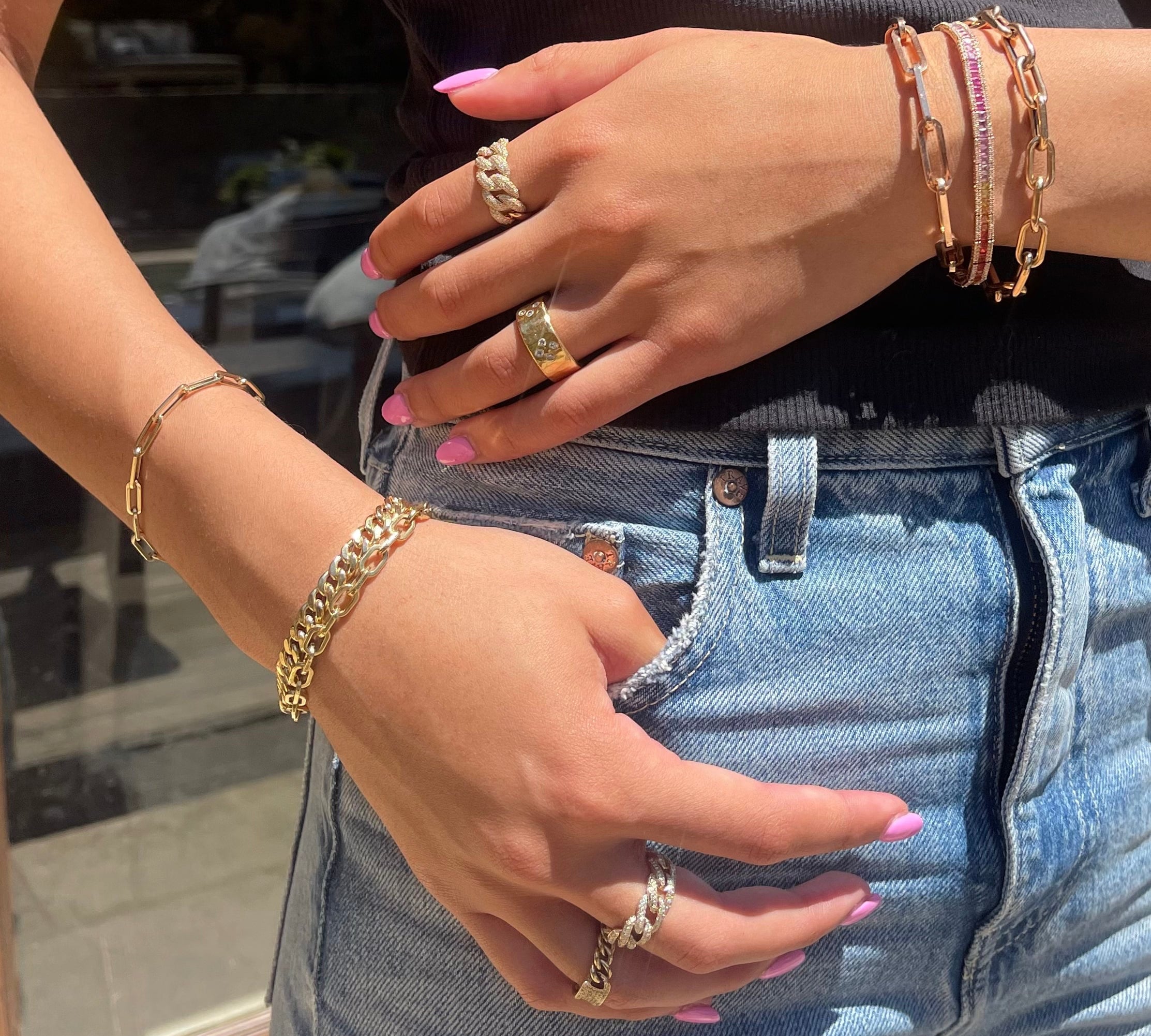 Bracelets Large 14K Gold Paper Clip Link Bracelet