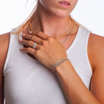 Bracelets Large 14K Gold Tri-Color and Micro-Pave Diamond Cuban Link Chain Bracelet Signature Piece