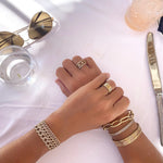 Bracelets Large 18K Gold Elongated Round Link Bracelet