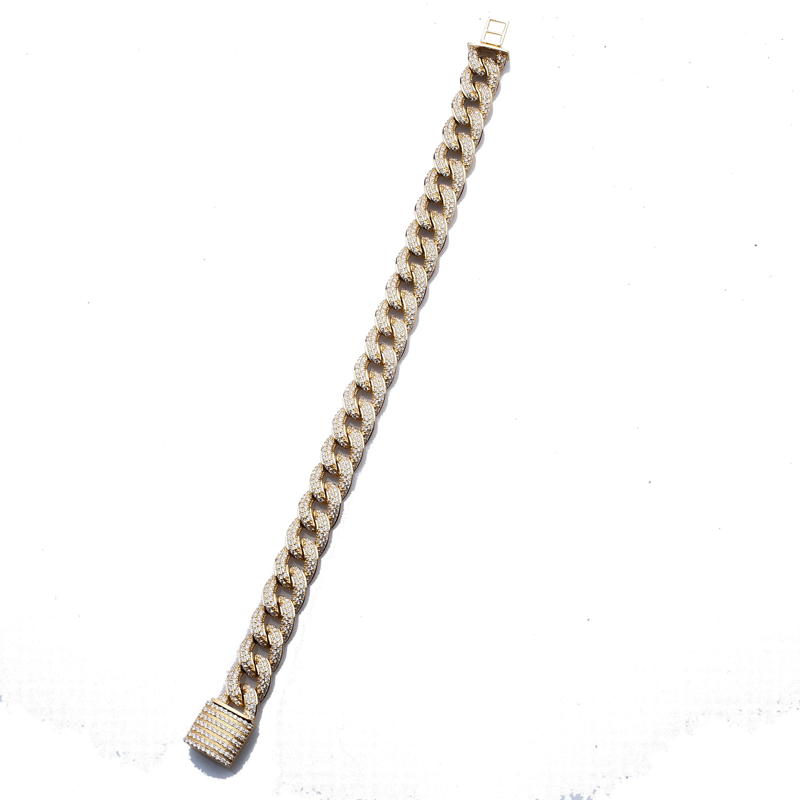 Bracelets Large Micro-Pave 14K Gold Cuban Link with Diamonds and Diamond Clasp