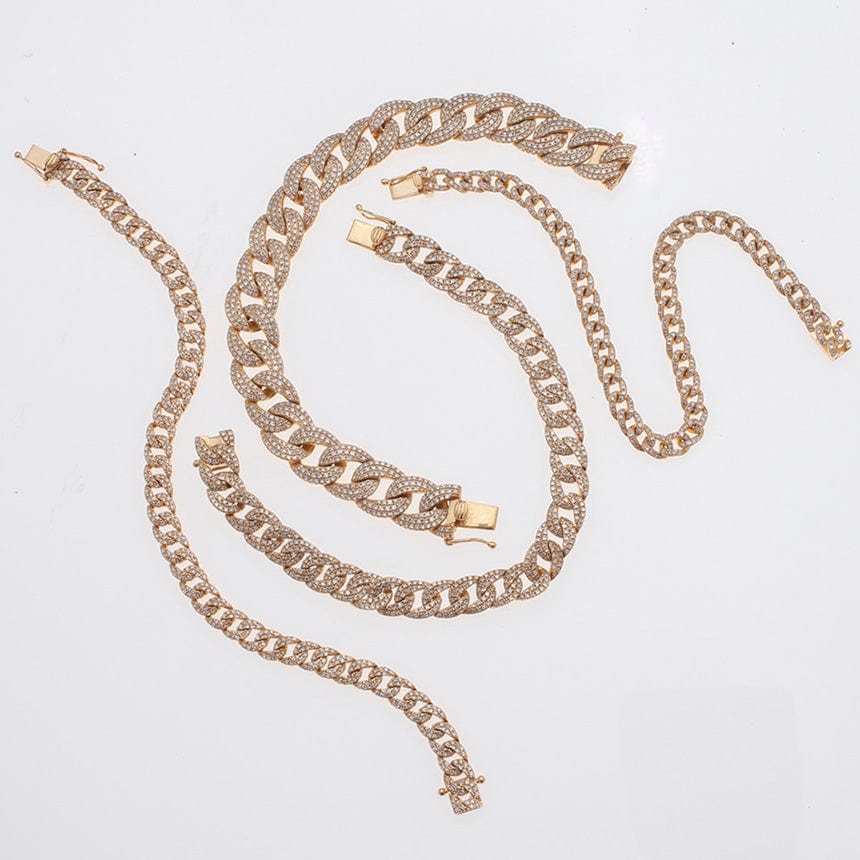 Bracelets Medium 14K Gold & Micro-Pave Diamonds Cuban Chain Bracelet Signature Piece