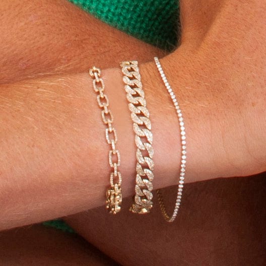 Bracelets Medium 14K Gold & Micro-Pave Diamonds Cuban Chain Bracelet Signature Piece