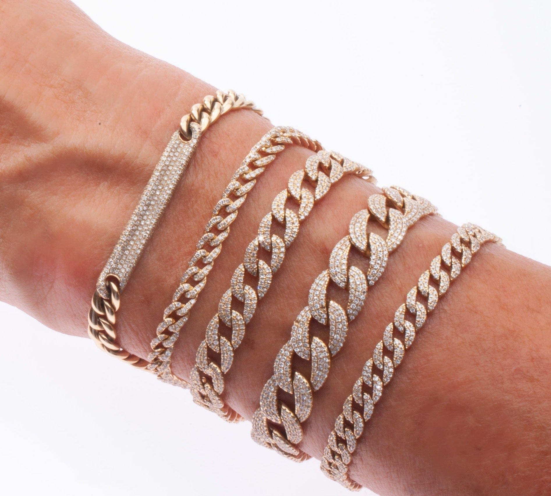 Bracelets Medium 14K Gold & Micro-Pave Diamonds Cuban Chain Bracelet Signature Piece