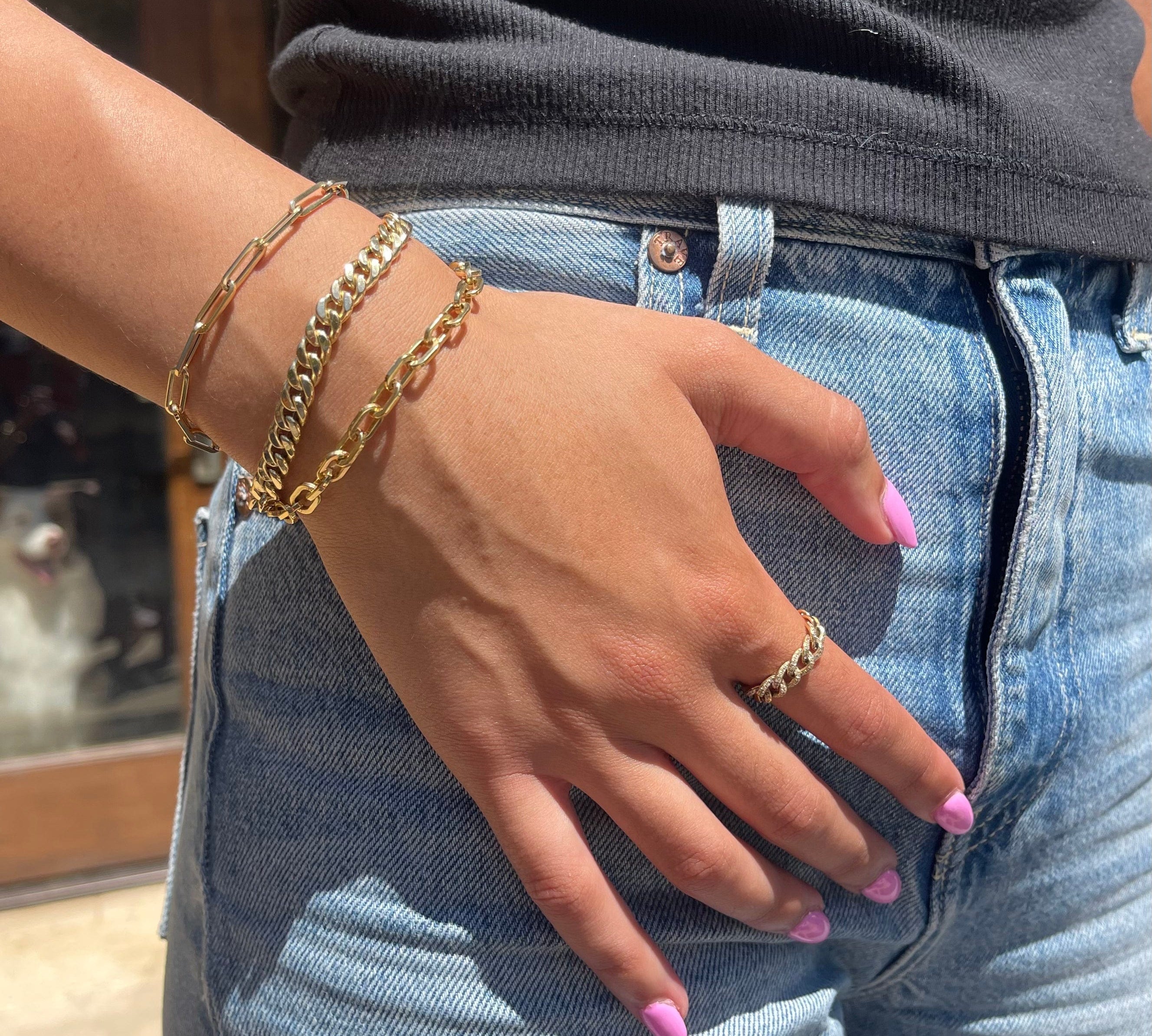 Bracelets Medium 14K Gold Paper Clip Link Bracelet