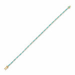 Bracelets Mini 14K Gold Turquoise and Diamond Tennis Bracelet 4-Prong Setting