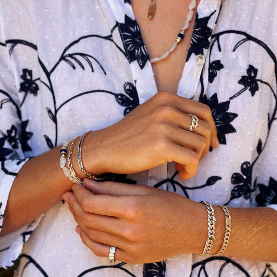 Bracelets Moonstone, Lapis, 18K Gold Beaded, & Diamond Bracelet