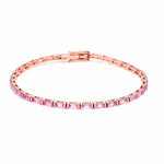 Bracelets Rose Gold / 14K 14K & 18K Gold Pink Sapphire Baguette Tennis Anklet, East West
