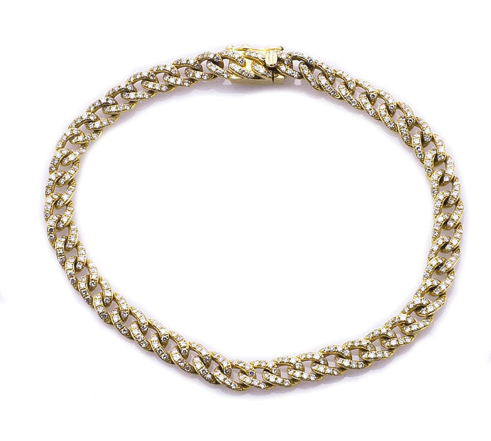 Bracelets Small 14K Gold and Micro-Pave Diamonds Cuban Chain Bracelet Signature Piece