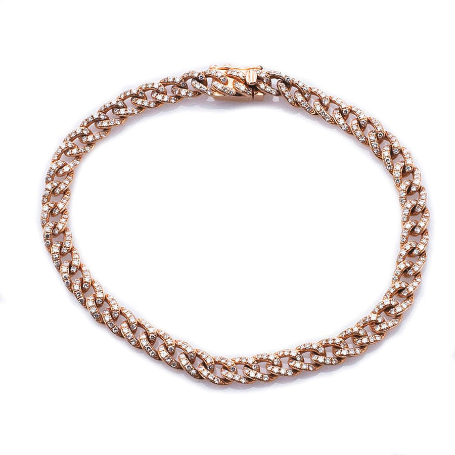 Bracelets Small 14K Gold and Micro-Pave Diamonds Cuban Chain Bracelet Signature Piece