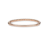 Bracelets small 6"-6.75" / Rose Gold / 14K 14K & 18K Gold Single Diamond Row Bar ID Stretch Ball Bracelet