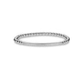 Bracelets small 6"-6.75" / White Gold / 14K 14K & 18K Gold Single Diamond Row Bar ID Stretch Ball Bracelet
