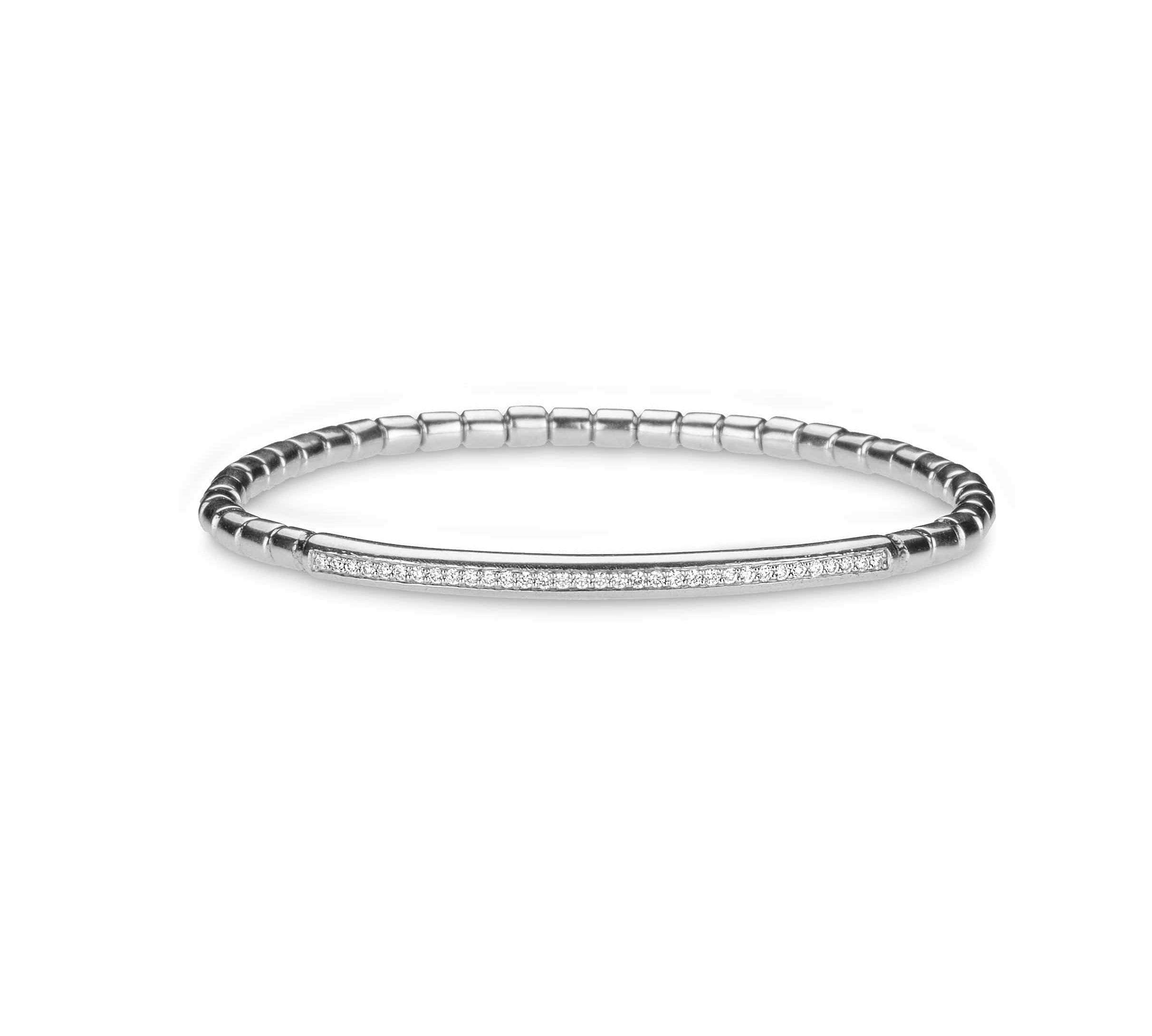 Bracelets small 6"-6.75" / White Gold 14K & 18K Gold and Micro-Pave ID Stretch Bracelet