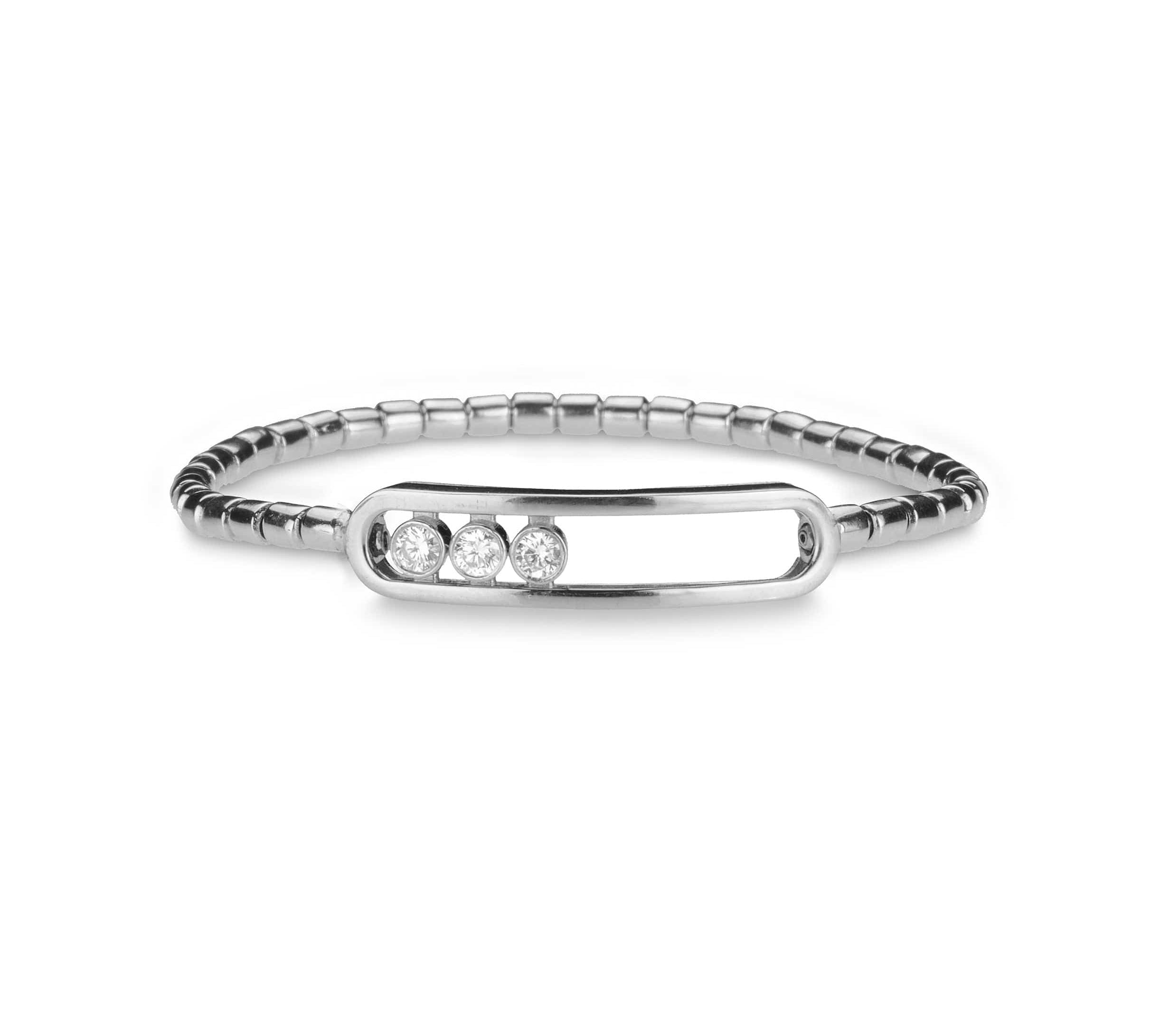 Bracelets small 6"-6.75" / White Gold / 14K Gold 14K & 18K Three Diamond Stretch Bracelet