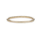 Bracelets small 6"-6.75" / Yellow Gold / 14K 14K & 18K Gold Single Diamond Row Bar ID Stretch Ball Bracelet