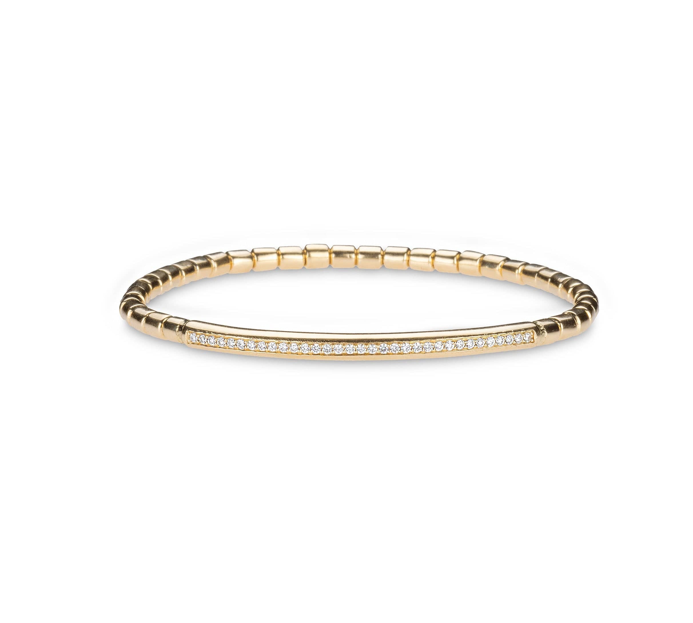 Bracelets small 6"-6.75" / Yellow Gold 14K & 18K Gold and Micro-Pave ID Stretch Bracelet