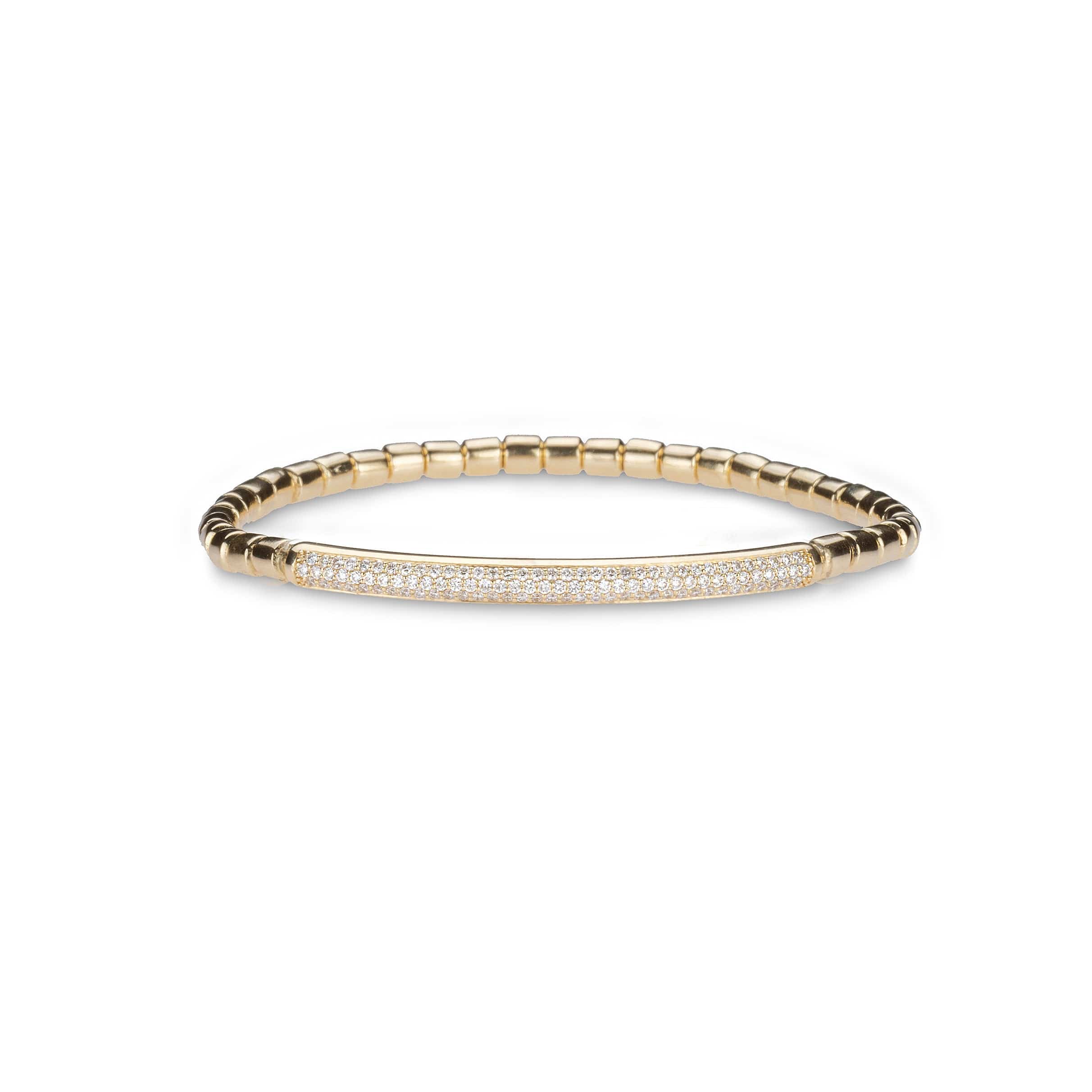 Bracelets Copy of 14K & 18K Gold and Micro-Pave Bar ID Stretch Bracelet