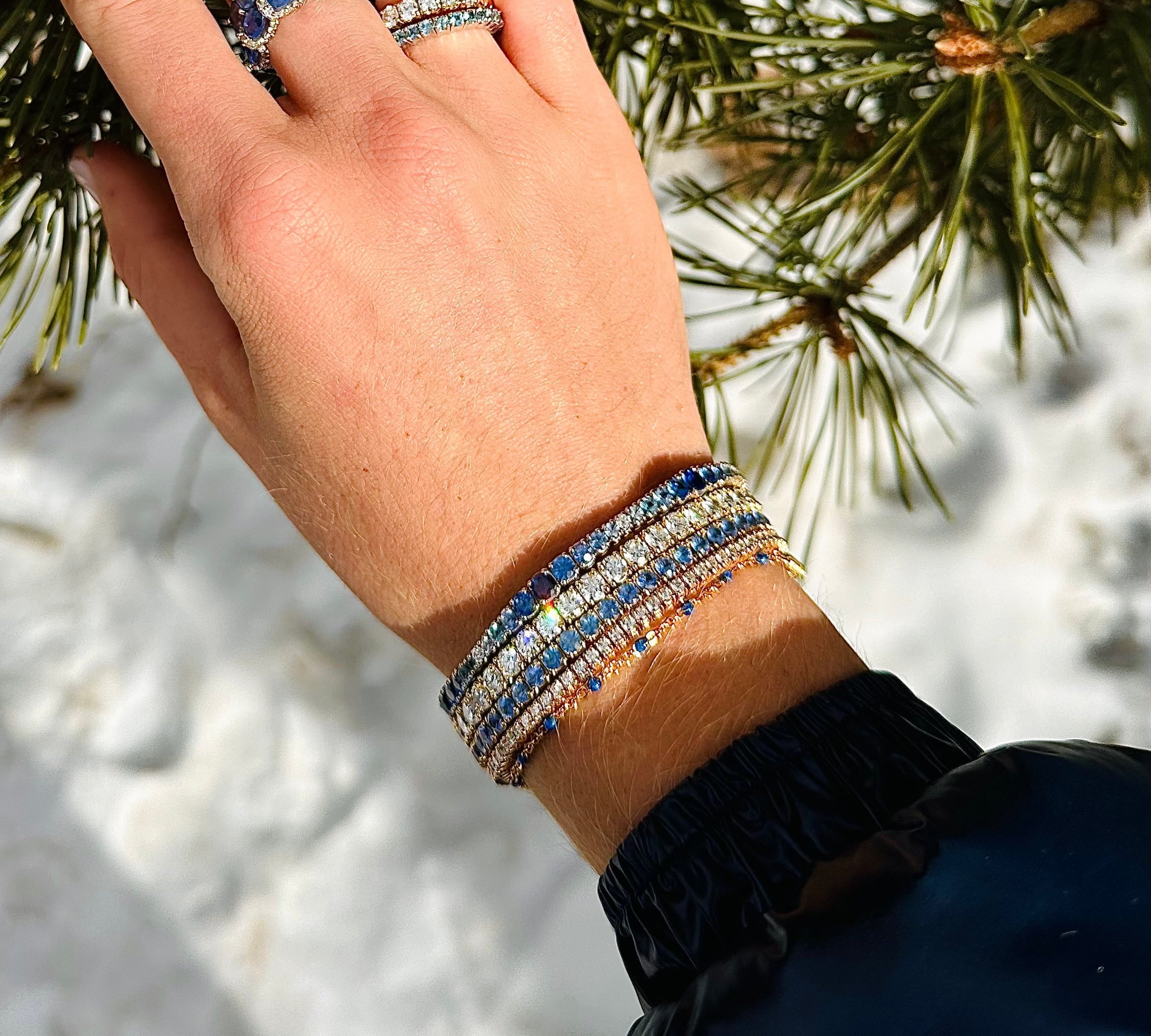 Bracelets Stretch & Stack Round Diamond Tennis Bracelet, 10.2 Carats, Lab Diamonds