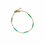 Bracelets Turquoise Blue 14K Turquoise Blue Enamel Bar Chain Anklet