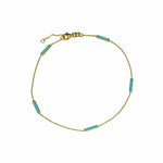 Bracelets Turquoise Blue 14K Turquoise Blue Enamel Bar Chain Anklet