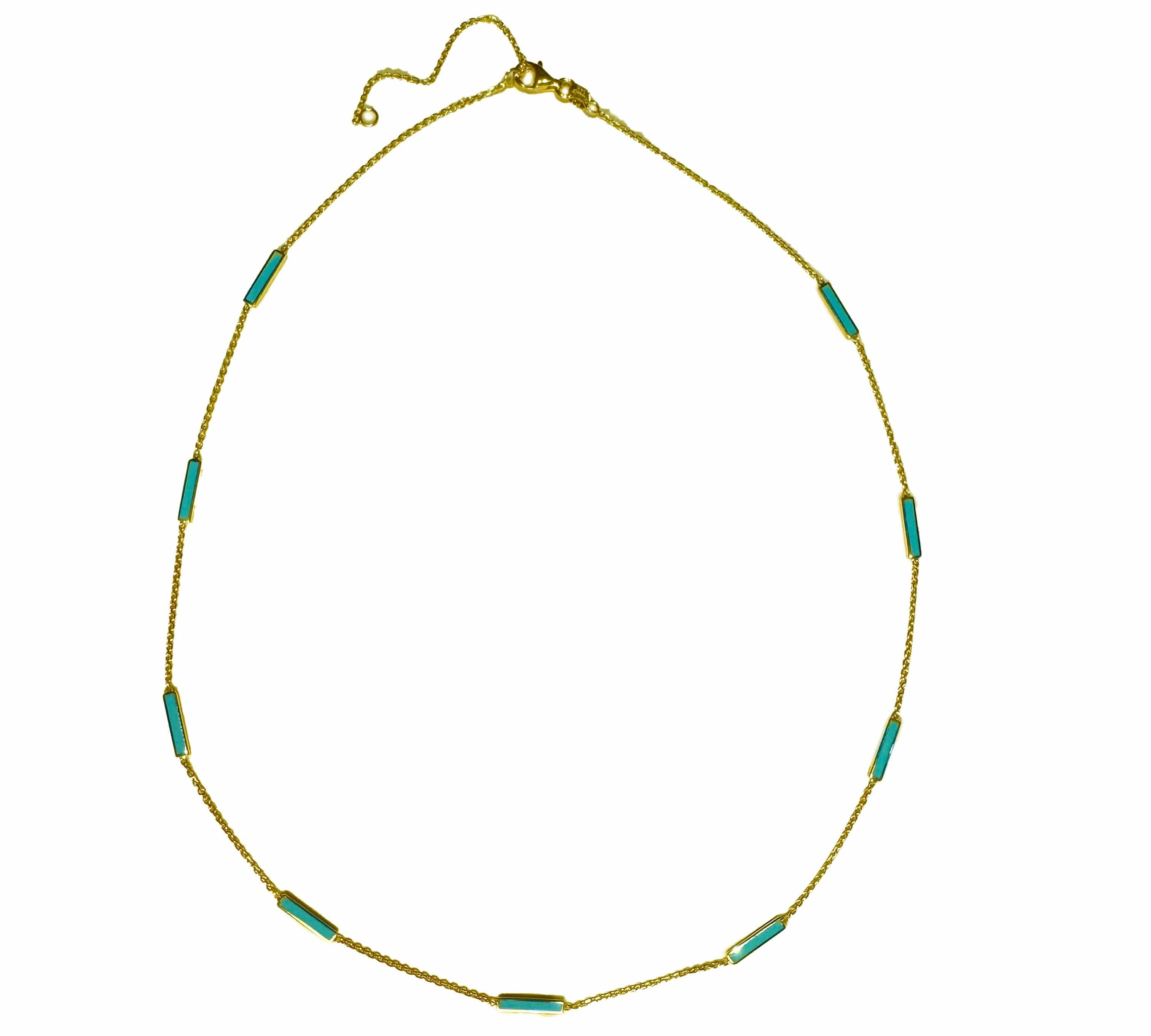 Bracelets Turquoise Blue Copy of 14K Turquoise Blue Enamel Bar Chain Bracelet