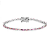Bracelets White Gold / 14K 14K & 18K Gold Pink Sapphire Baguette Tennis Anklet, East West