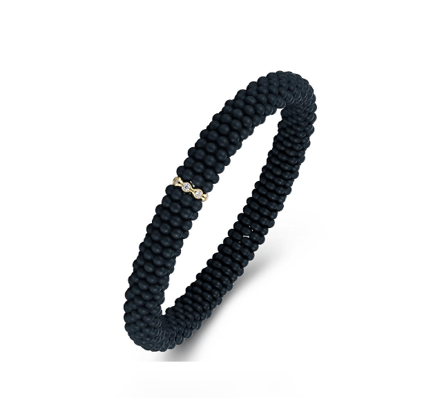 Bracelets XS:  45mm / 1 / Black 18K Gold Puffy Color Ceramic and Diamond Wave Stretch Bracelet