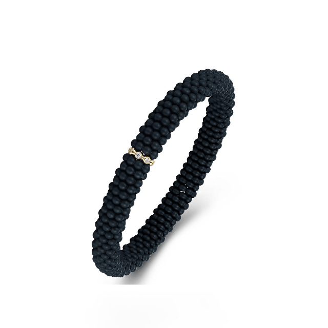 Bracelets XS:  45mm / 1 / Black 18K Gold Puffy Color Ceramic and Diamond Wave Stretch Bracelet