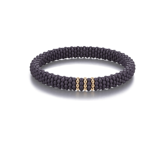 Bracelets XS:  45mm / 1 / Brown 18K Gold Puffy Color Ceramic and Diamond Wave Stretch Bracelet