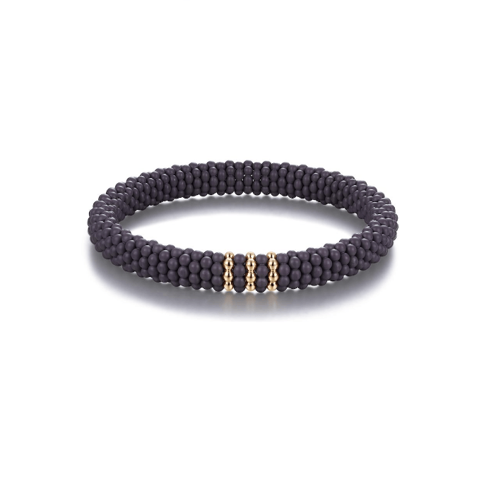 Bracelets XS:  45mm / 1 / Brown 18K Gold Puffy Color Ceramic and Diamond Wave Stretch Bracelet