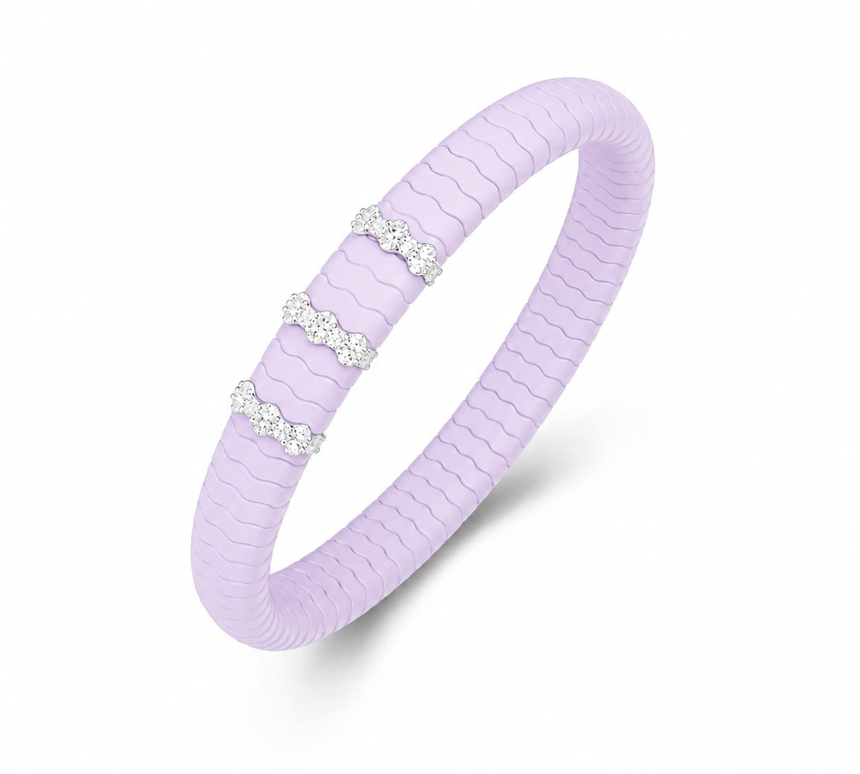 Bracelets XS:  45mm / 1 / Lavender 18K Gold Color Ceramic and Diamond Wave Stretch Bracelet