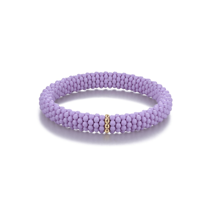 Bracelets XS:  45mm / 1 / Lavender 18K Gold Puffy Color Ceramic and Diamond Wave Stretch Bracelet