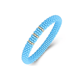 Bracelets XS:  45mm / 1 / Light Blue 18K Gold Puffy Color Ceramic and Diamond Wave Stretch Bracelet