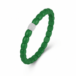 Bracelets XS:  45mm / Kelly Green / 1 Diamond Barrels 18K Gold Over Ceramic and Diamond Barrel Stretch Bracelet